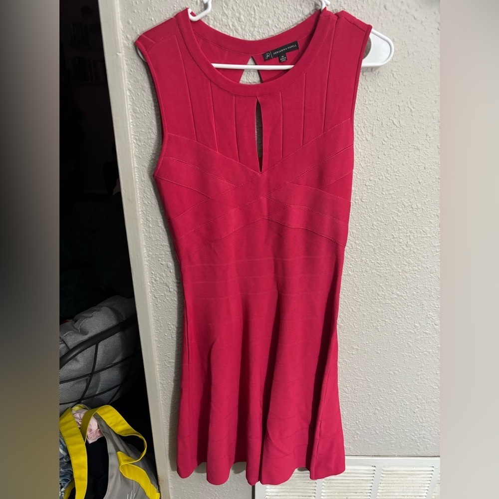 Adrianna Papell Vibrant Red Mini Wrap Dress Size Medium